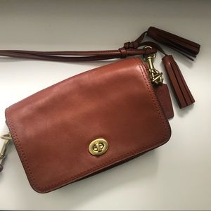 Coach Penny Legacy cognac leather cross body bag